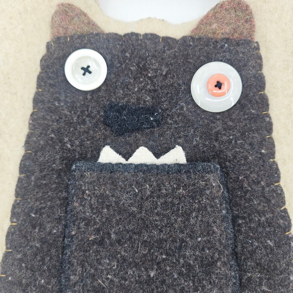 Handmade felt monster purse boho bohemian emo eco friendly recycled - Picture 2 of 9
